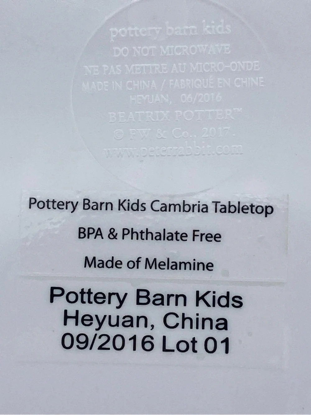 Pottery Barn Kids Beatrice Potter Petter Rabbit Egg Shaped Melamine Plates (4)